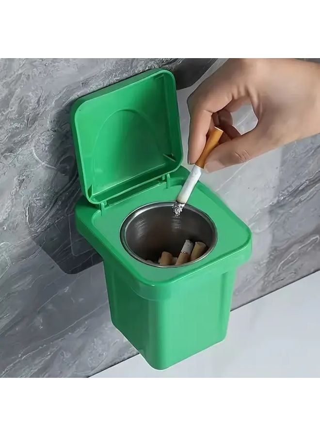Wall Mounted Trash Can And Ashtray Combo Dual Compartment Green Space Saving For Home Office Kitchen - Image 5